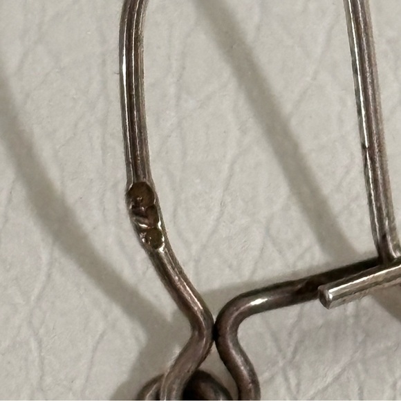 Sterling silver Amber dangle articulated pierced earrings - Picture 3 of 6